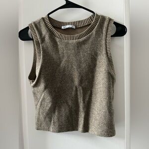 Zara Tan Ribbed Knit Top